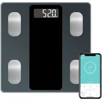 HUGERSTONE Körper-Analyse-Waage Körperfettwaage Digitale Bluetooth, Diagnosewaage mit App Steuerung, 1-tlg., Digitale Waagen, Personenwaage mit BMI, Körperalter, Wasser Muskelanteil, bis zu 180 kg