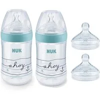 NUK Babyflasche NUK Babyflasche 260ml VORTEIL set mit 2er Silikon Sauger 6-18