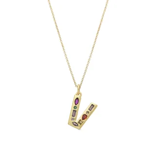 Luxenter Halskette mit mehrfarbigen Zirkonia 18k Gold Finish - Alphabet