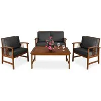 Casaria Loungeset Atlas, Atlas wetterfest 300kg Belastbar Akazie Holz Tisch Auflagen Garten