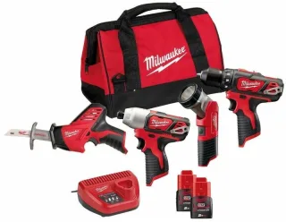 Milwaukee M12 Powerpack Set 4x M12 Maschinen mit Akku´s M12BPP4A-202B - 4933441240