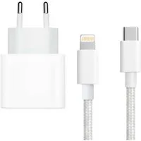 PlugUp Ladegerät mit iPhone Lightning Ladekabel iPhone 11 12 13 14 Pro Max SE USB-Ladegerät (2220 mA, Set, 2-teiliges Ladeset, 20W USB-C Schnellladegerät für iPhone 11 12 13 14 Pro Max SE Plus)