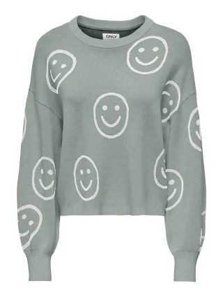 ONLY - ONLMONTANA LS JQ O-NECK CC KNT Jadeite - Gr. - M