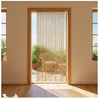 abc HOME Türvorhang Bambus Holz 90x200cm – Sichtschutz & Insektenschutz mit 36 Strängen