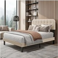 Bealife Bettgestell mit Kopfteil und Lattenrost (Doppelbett, Einzelbett,2 Modelle (120x200, 140x200cm)