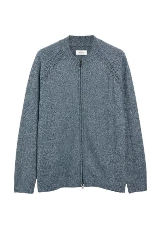 s.Oliver Red Label - Strickjacke mit Zipper blau/grau - Gr. - S