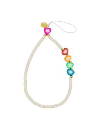 Fashionbox Armband mit Vinylplättchen weiss 5 Herzelemente bunt