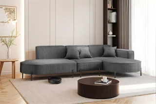 Ecksofa Designersofa VALENCIA in Stoff Scala Anthrazit Ottomane Rechts