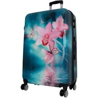 Trendyshop365 Hartschalen-Trolley Orchidee, bunter Koffer mit Blumen-Motiv, 3 Größen, Zahlenschloss, Polycarbonat, Dehnfalte