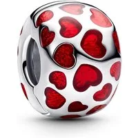 Pandora Runder Anhänger 793679C01, Silber Clip mit Herzen