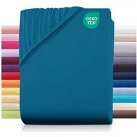 Carpe Sonno Spannbettlaken Jersey 90x200 100x200 120x200 140x200 160x200 180x200 200x200 70x140, Jersey, Gummizug: rundum, (1 Stück), 100% Baumwolle Spannbettlaken 100x200 Spannbetttuch Petrol