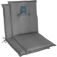 LILENO HOME Polsterauflage Niedriglehner, bequeme Sitzauflage für Gartenstühle, Stuhlkissen, (2 St., 2er Set), Gartenstuhl Auflage in Uni Mittelgrau, Sitzpolster waschbar