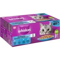 Whiskas WHISKAS® Portionsbeutel Multipack 7+ Fisch Auswahl in Gelee 40 x 85g, Nassfutter für: Katze