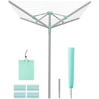 SONGMICS Wäscheständer Wäschespinne, Wäscheständer für draußen, mit Zubehör, mit Zubehör 40/50/60 m Wäscheleine, für 4/5/6 Waschladungen