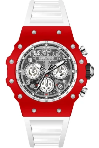 Invicta Racing 69647 Herrenuhr - Quarzwerk - Acryl mit silbernem Zifferblatt - 43 mm