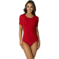 Alkato Kurzarmbody Kurzarm Bodysuit mit Rundhalsausschnitt