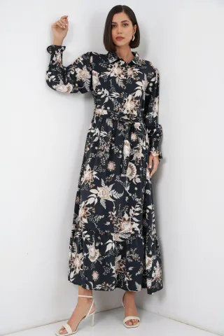 Maxi-Hemdkleid mit Paisleymuster und Gürtel