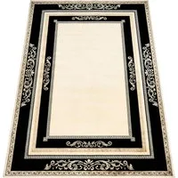 Belle Arti Teppich Teppich Wohnzimmer Flur Läufer Schwarz Gold Florenz K-Seide rutschfest, Rechteckig, Kurzflor Schlafzimmer Flur Läufer Viskose Seidenglanz Rund Orient