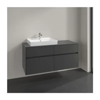 Villeroy und Boch Collaro Waschtischunterschrank C082B0VR 120x54,8x50cm, Waschtisch links, LED-Beleuchtung 8,8 W, graphite