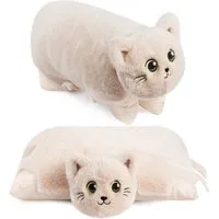 BRUBAKER Kuscheltier Katze - 2 in 1 Plüschtier und Kuschelkissen - 40 x 30 cm Kuschelkatze (Stofftier, 1-St., Tierkissen Katzenkissen), aufklappbares Kinder Plüschkissen mit Klettverschluss