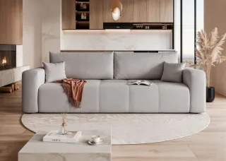 Sofa 3-Sitzer mit Schlaffunktion LEROS in Stoff Manila Hellgrau