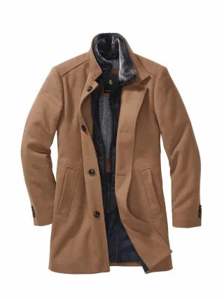 Mey & Edlich Herren Gentlemans Mantel Beige Obermaterial: 60 % Wolle, 20 % Polyester, 15 % Polyamid, 5 % andere Fasern