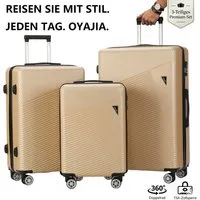 WILGOON Kofferset Hartschalen Rollkoffer 3-teiliges Set 20/24/28 Zoll, Robustes ABS, (Leichtes Reisekoffer Set mit 4 Rollen, Zahlenschloss & Teleskopgriff, 3 tlg., Trolleyset mit Stabilem Teleskopgriff, Stoßfest & Stapelbar), Koffer platzsparend inei