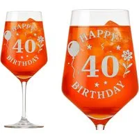 Valhalla Weinglas Weinglas Gravur Happy Birthday 40 - 350ml spülmaschinenfest, 1-tlg., Glas, Atemberaubende Darstellung