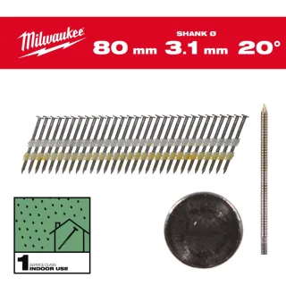 Milwaukee Rundkopf-Nägel 20° SC1, blank - 4932492589