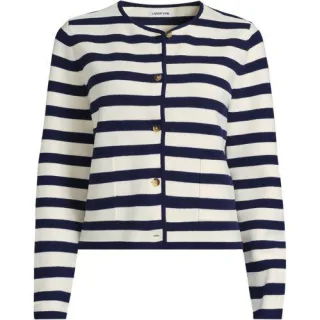 Kragenloser Feinstrick-Blazer für Damen in Plus-Größe, Damen, size: plus, Braun, Baumwolle, by Lands' End