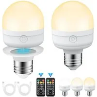 AIBISTAR LED-Leuchtmittel LED-Leuchtmittel Glühbirne mit Fernbedienung, 3 Farben, E27/E26, USB, E27, 2 St., Wärmeleuchten Natürliches Licht Weißlicht, Fernbedienung,Magnetischer Sockel (E27 abnehmbar)