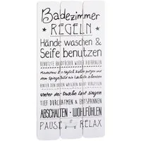 Spetebo Dekoobjekt Plankenschild Badezimmer Regeln - 60 cm (Stück, 1 St., Badezimmer Regeln), Deko Schild zum aufhängen