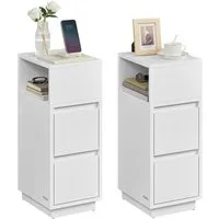 VASAGLE Nachttisch (2-St), 1er Set/2er Set, schmal, Beistelltisch mit 2 Schubladen, offenes Fach