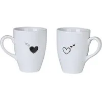 Kütahya Porselen Kaffeeservice Kütahya Porselen 2er Becher Set 240 ml Porzellan Weiß Herzmotiv, Porzellan