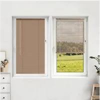 Victoria M. Jalousie LightLess Prime Aluminium-Jalousie 50x130 cm Peanutbutter-Braun matt, mit Bohren, ohne Bohren, geklemmt oder verschaubt, L Profil 25 mm Lamellen, feuchtigkeitsbeständig, verdunkelnd