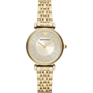 Emporio Armani AR11608 Goldfarbene 32 mm Damenarmbanduhr mit zwei Zeigern aus Edelstahl