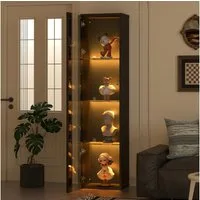 MODFU Vitrine mit LED-Beleuchtung (Fernbedienung/App-Steuerung, transparentem Design und Acrylplatte – Moderne Präsentation für Sammlerstücke, Dekoration und Büro) LED-Farbwechsellicht