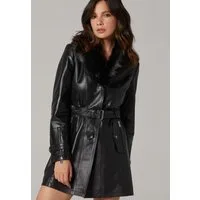 Derimod Lederjacke Rhoda Ledertrenchcoat mit Kunstfell