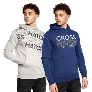 Crosshatch - "Shardo" Kapuzenpullover für Herren (2er-Pack) (Marineblau/Grau meliert)