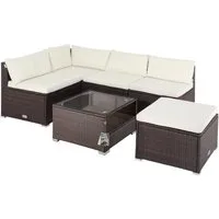 Casaria Gartenlounge-Set Perth, (16-tlg), Gartenmöbel 7cm Auflagen Sitzkissen Sicherheitsglas Tisch Lounge