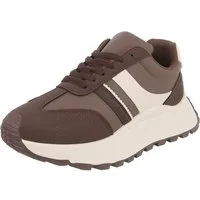 Ital-Design Damen Sneaker mit Plateausohle und Schnürung Sneaker (91848939) Flach Sneakers Low in Braun