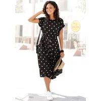 LASCANA Midikleid mit Punktedruck und Taschen, Blusenkleid (mit Gürtel) elegantes Sommerkleid aus Webware, Viskosekleid, Tupfenkleid, feminin