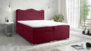 Boxspringbett Schlafzimmerbett SULTAN New in Stoff Velvet X Bordeauxrot 140x2...