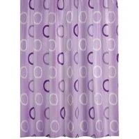 Ekershop Duschvorhang Textil " Lila mit Kreisen " Weiß / Flieder Kreise für Duschstange Breite 120 cm (inkl. Ringe), Höhe 200 cm, wasserabweisend, waschbar, bügelbar