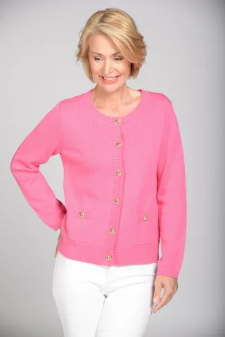 CLARINA - Rdh-Cardigan, 1/1 Arm, uni 415 pink - Gr. - 38