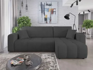 Ecksofa mit Schlaffunktion Sofa DAGNY in Stoff Cosmic Anthrazit Ottomane Rechts