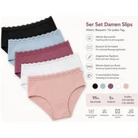 EloModa Slip 6er Set Damen Slips Baumwolle Unterhosen weich elastischer Bund (5-St) 5er Set aus 95 % Baumwolle mit weichem elastischem Bund