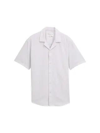 Denim Tom Tailor - Relaxed Fit Kurzarmhemd aus Baumwolle chalk grey white structure - Gr. - M