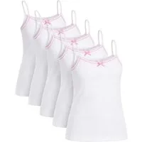 Seher/Tutku Unterhemd Mädchen Spaghettiträger 6er Pack Unterhemden Baumwolle Weiß (6er-Pack) dekorative Schleife vorn