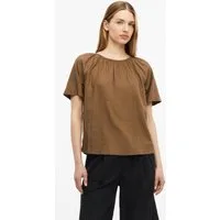 s.Oliver Kurzarmbluse Bluse Leinenmixbluse mit Schleifendetail am Rücken